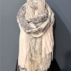 Express Gray and Cream Patterned Scarf